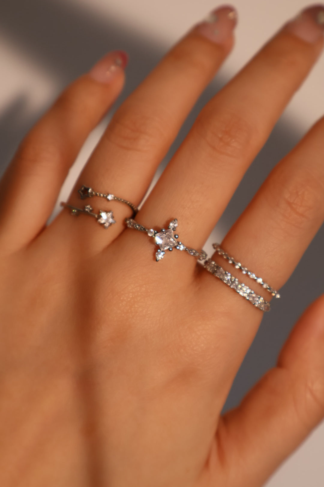 Double Layers Diamond Ring
