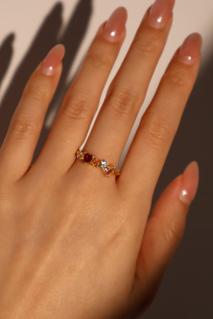 20K Real Gold Plated Color Gem Ring