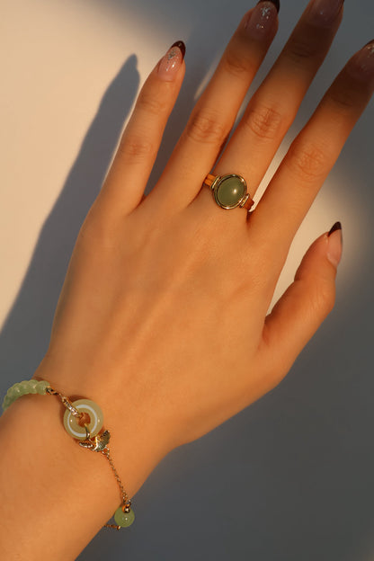 18K Real Gold Plated Jade Ginkgo Bracelet