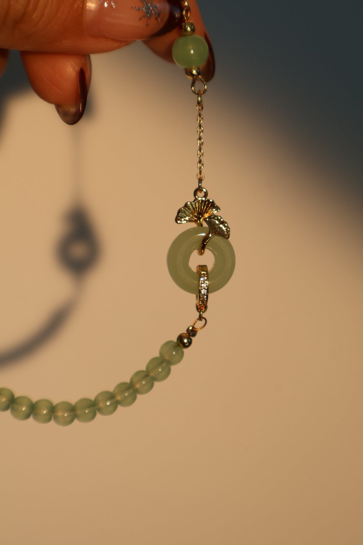 18K Real Gold Plated Jade Ginkgo Bracelet