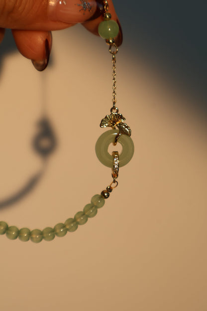 18K Real Gold Plated Jade Ginkgo Bracelet