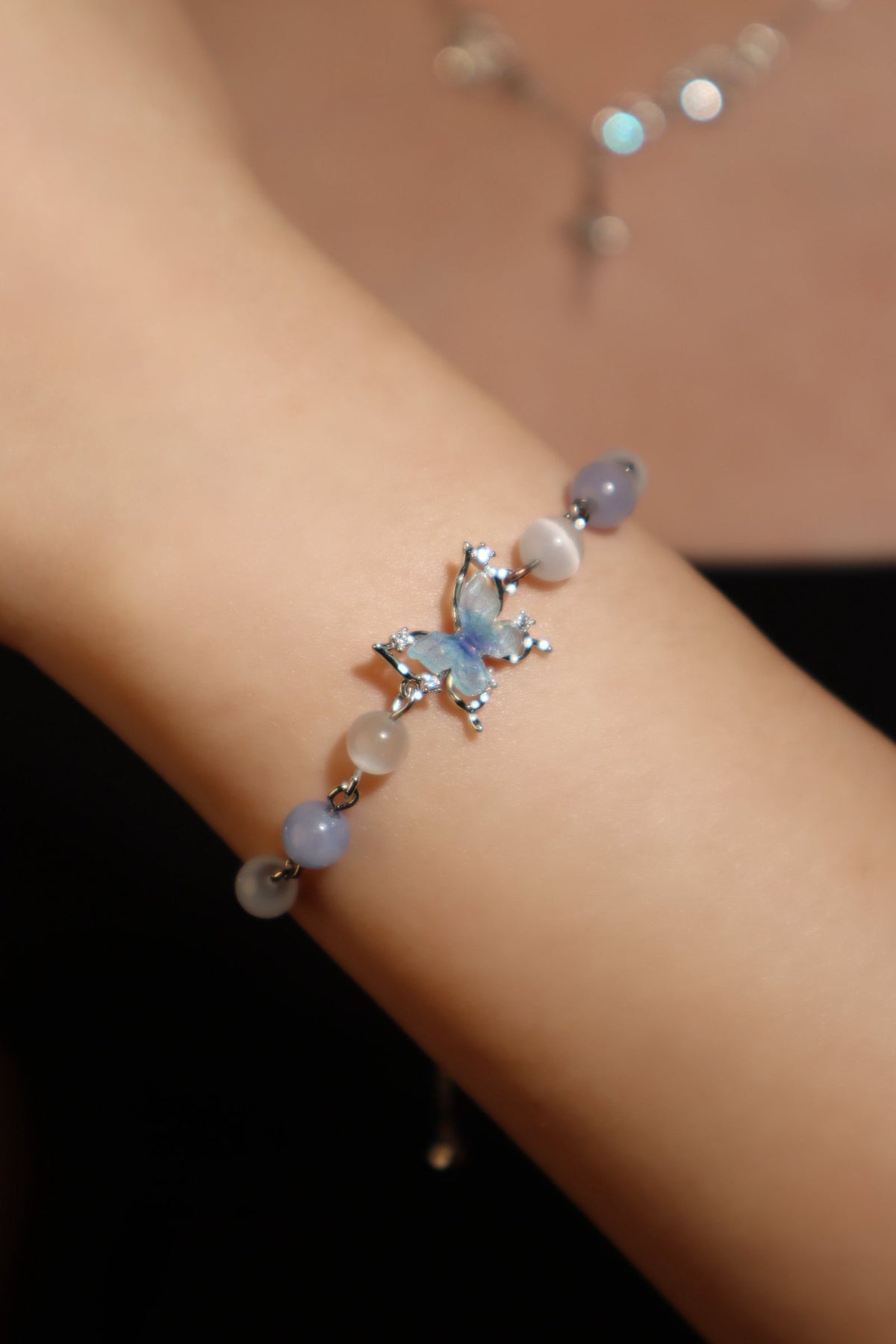 Blue Butterfly Moonstone Bracelet