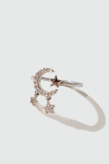 Diamond Moon Star Ring