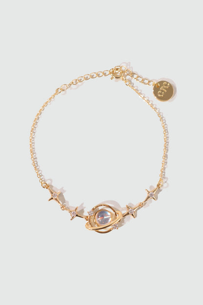 18K Real Gold Plated Moonstone Saturn Star Bracelet