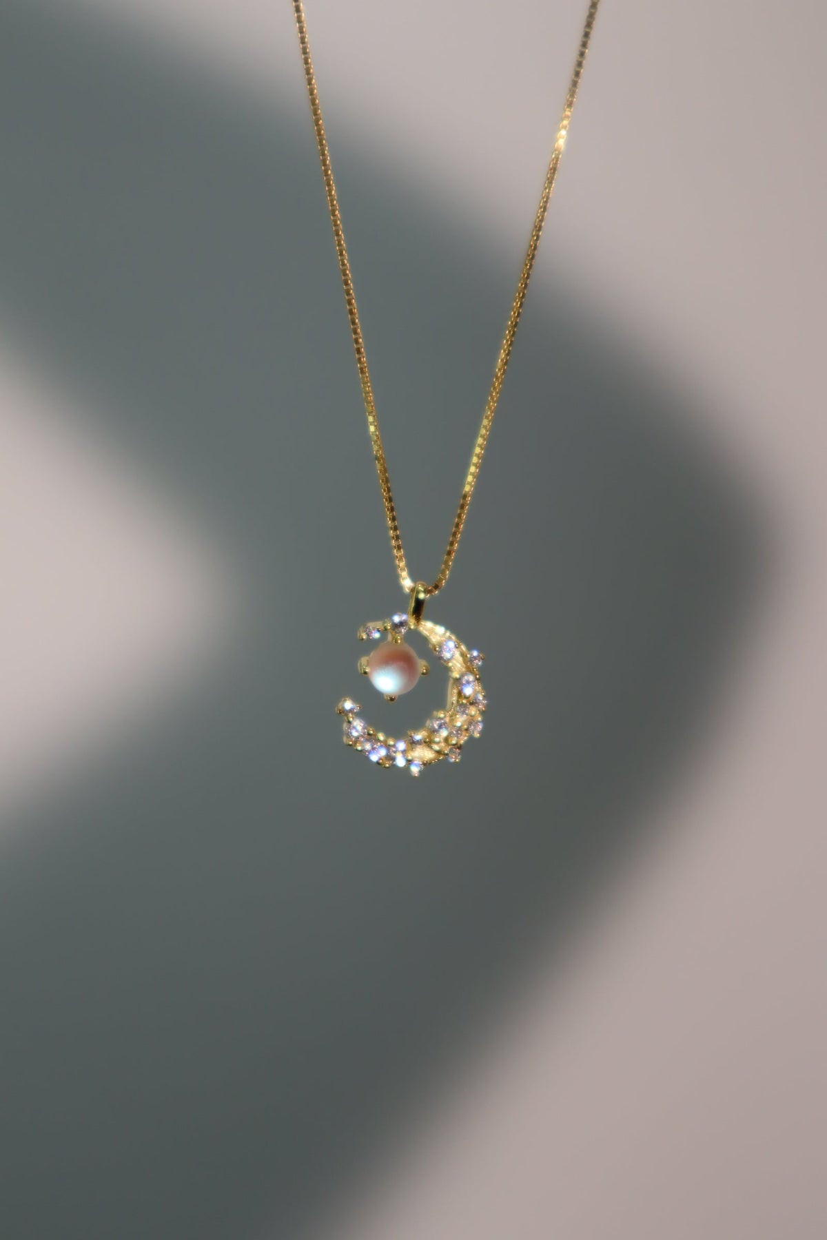 18K Real Gold Plated Moonstone Moon Necklace