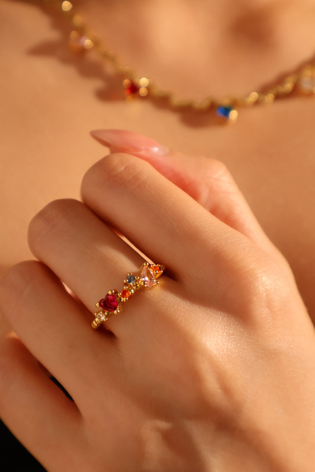 20K Real Gold Plated Color Gem Ring