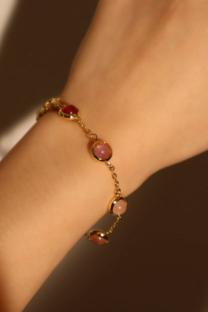 18K Real Gold Plated Multi Color Moonstones Bracelet