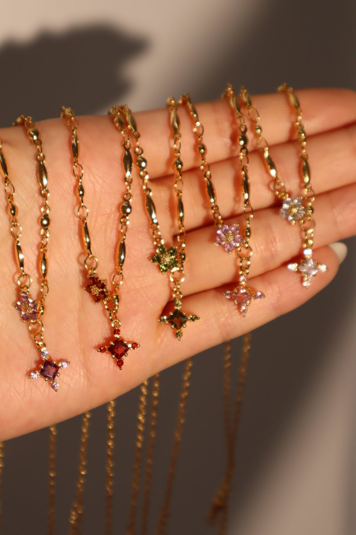 18K Real Gold Plated Tourmaline Starlight Cross Necklace
