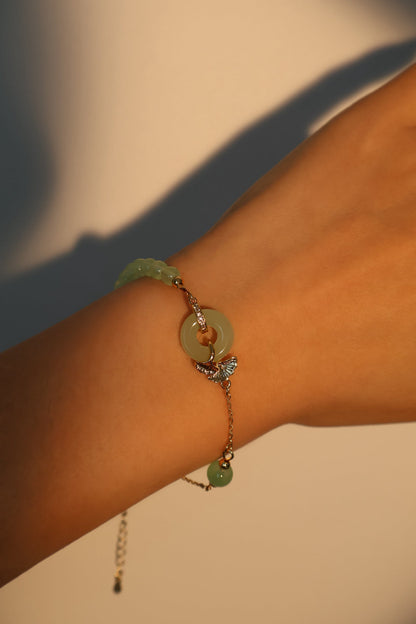 18K Real Gold Plated Jade Ginkgo Bracelet