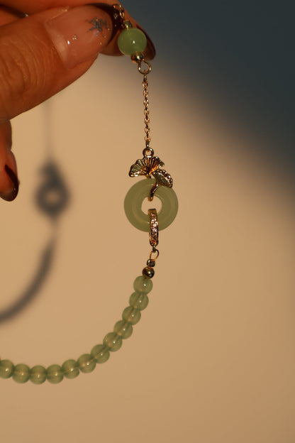 18K Real Gold Plated Jade Ginkgo Bracelet
