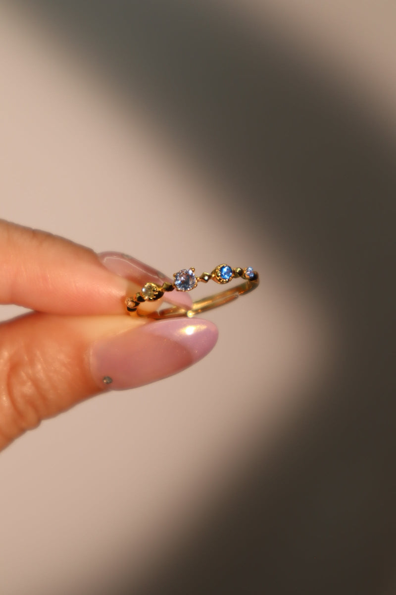 18K Real Gold Plated Gradient Sapphire Ring