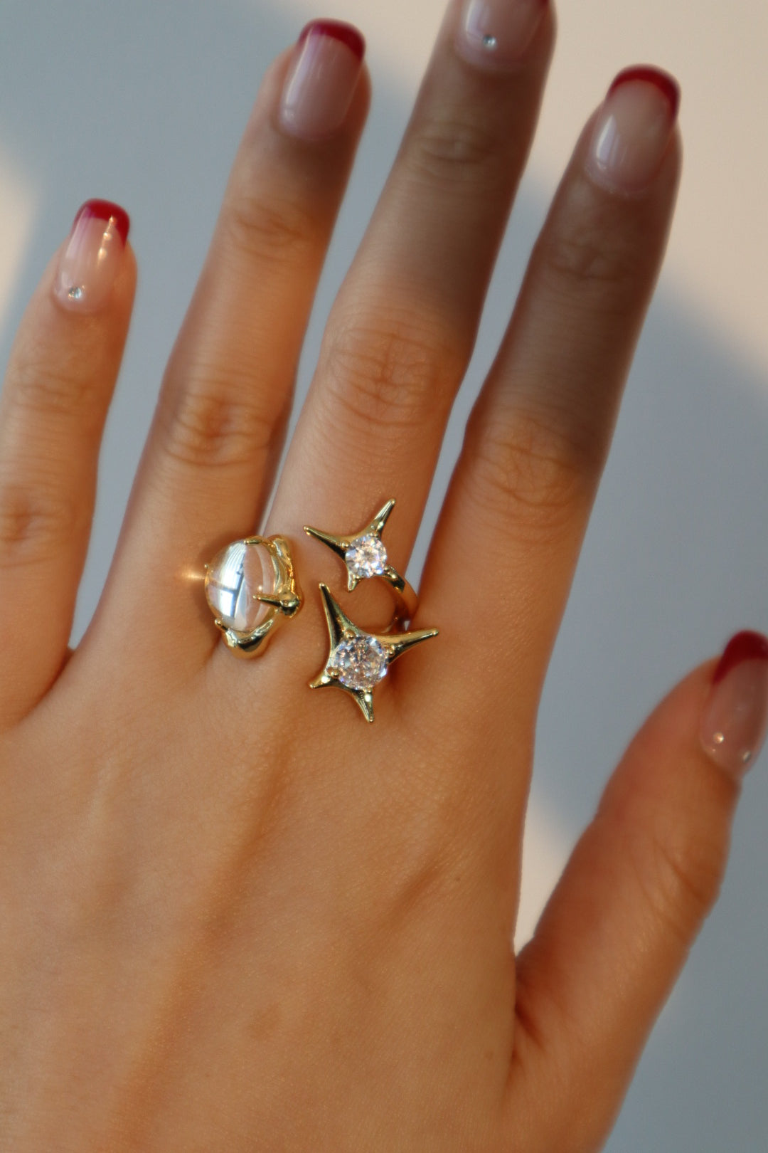 18K Real Gold Plated 3 in 1 Gemstones Ring