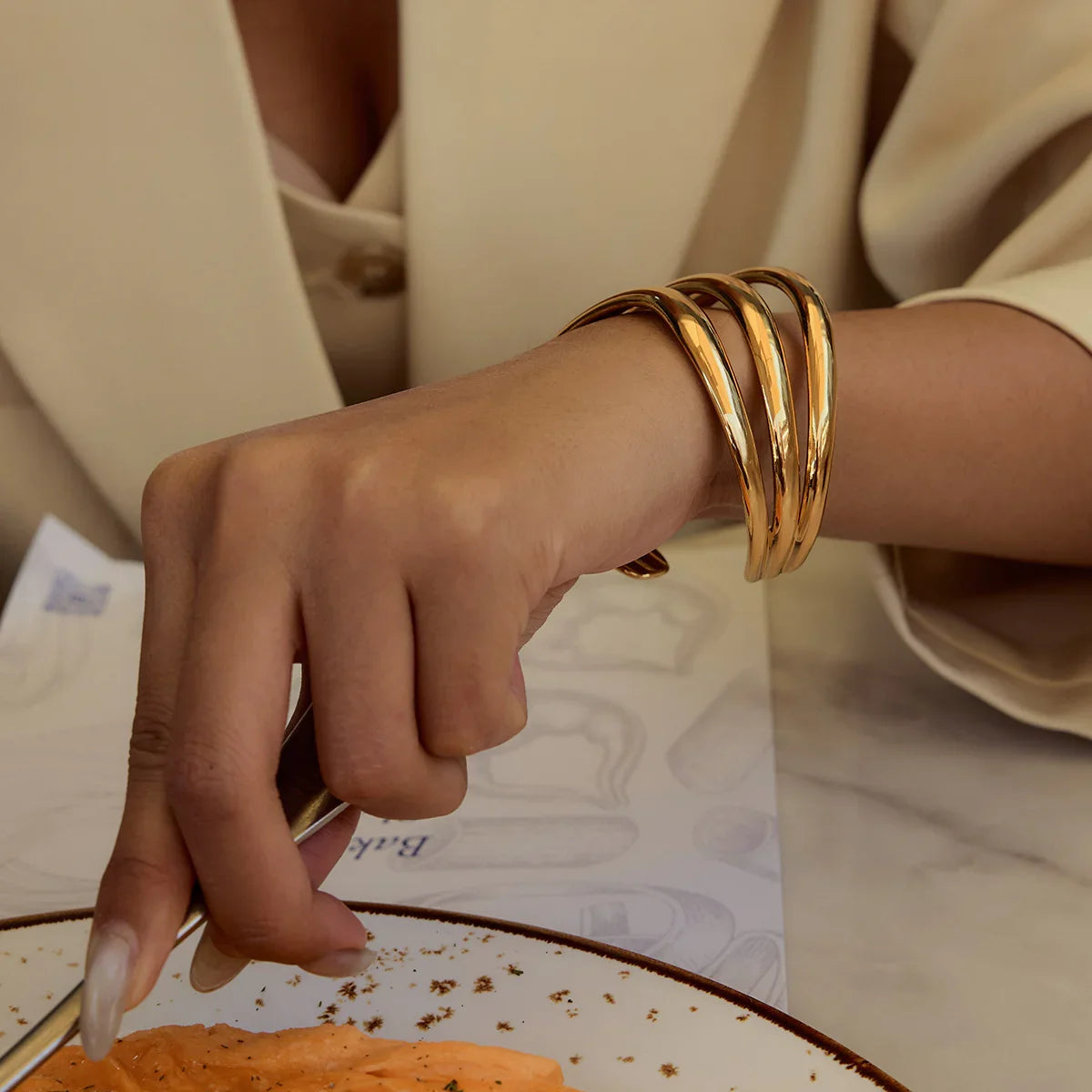Meredith Triple Layer Gold Bangle