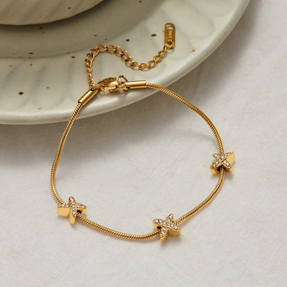 Brienne Diamond Cross Herringbone Bracelet