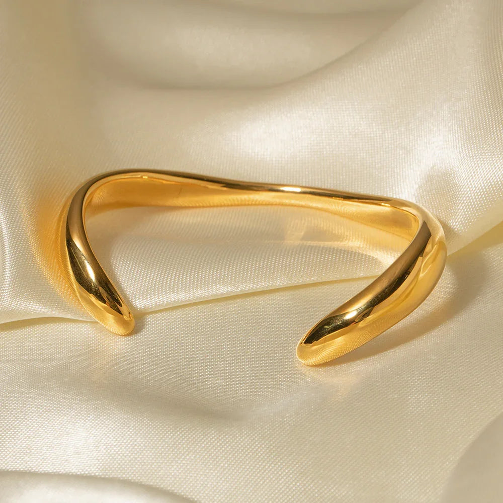 Audrina Contemporary Gold Bangle
