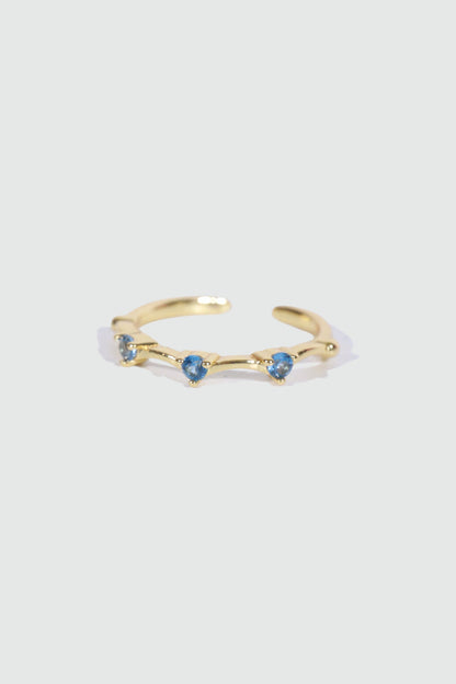 Gold Plated Blue Gem Wave Ring
