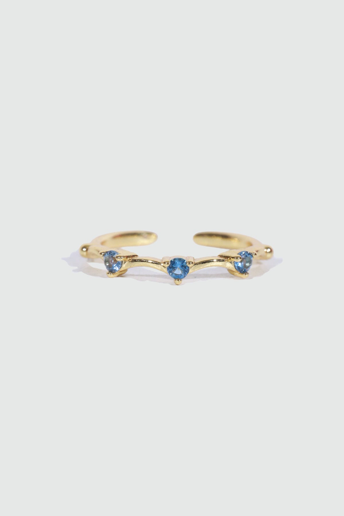 Gold Plated Blue Gem Wave Ring