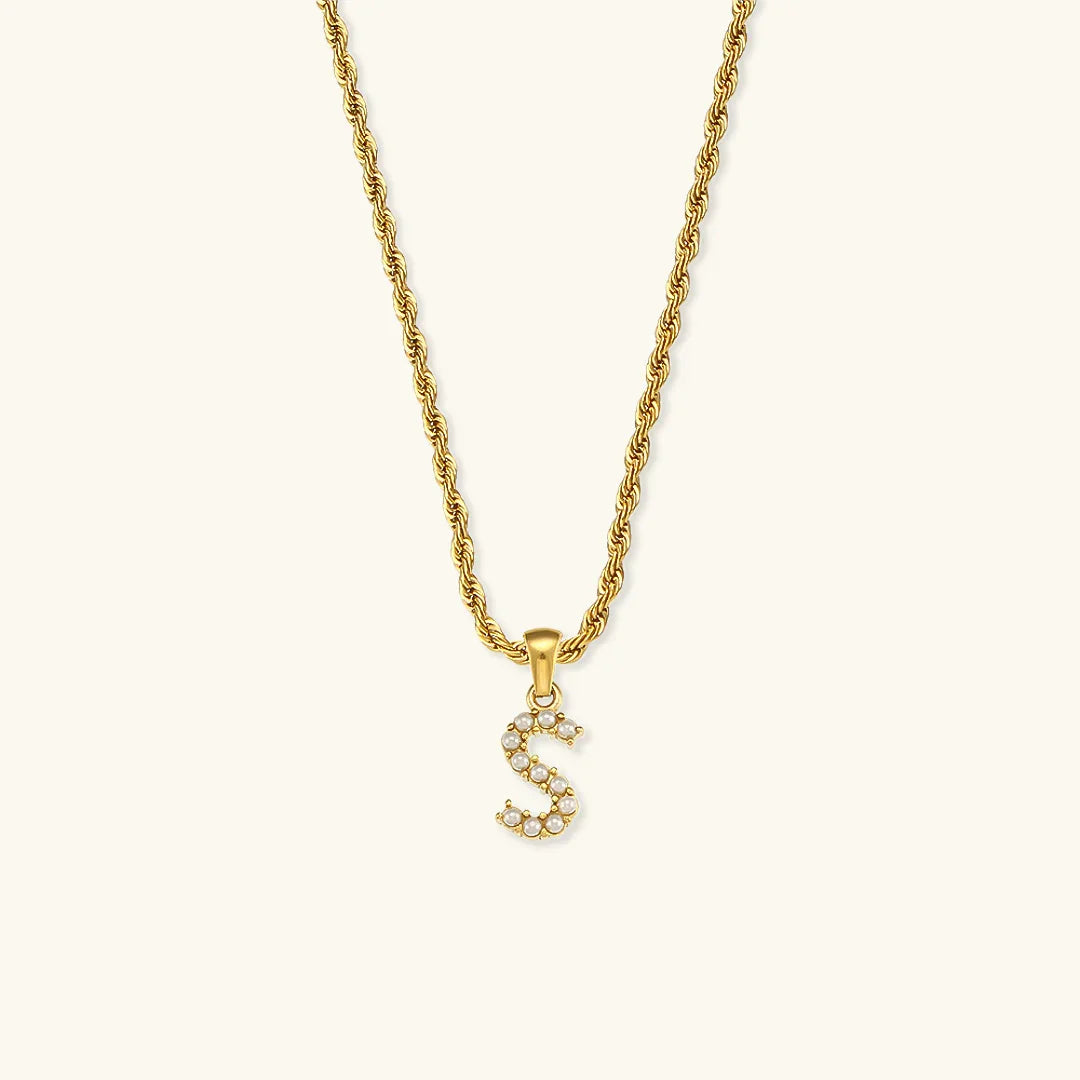 Elodie Initial Letter Pearl Necklace