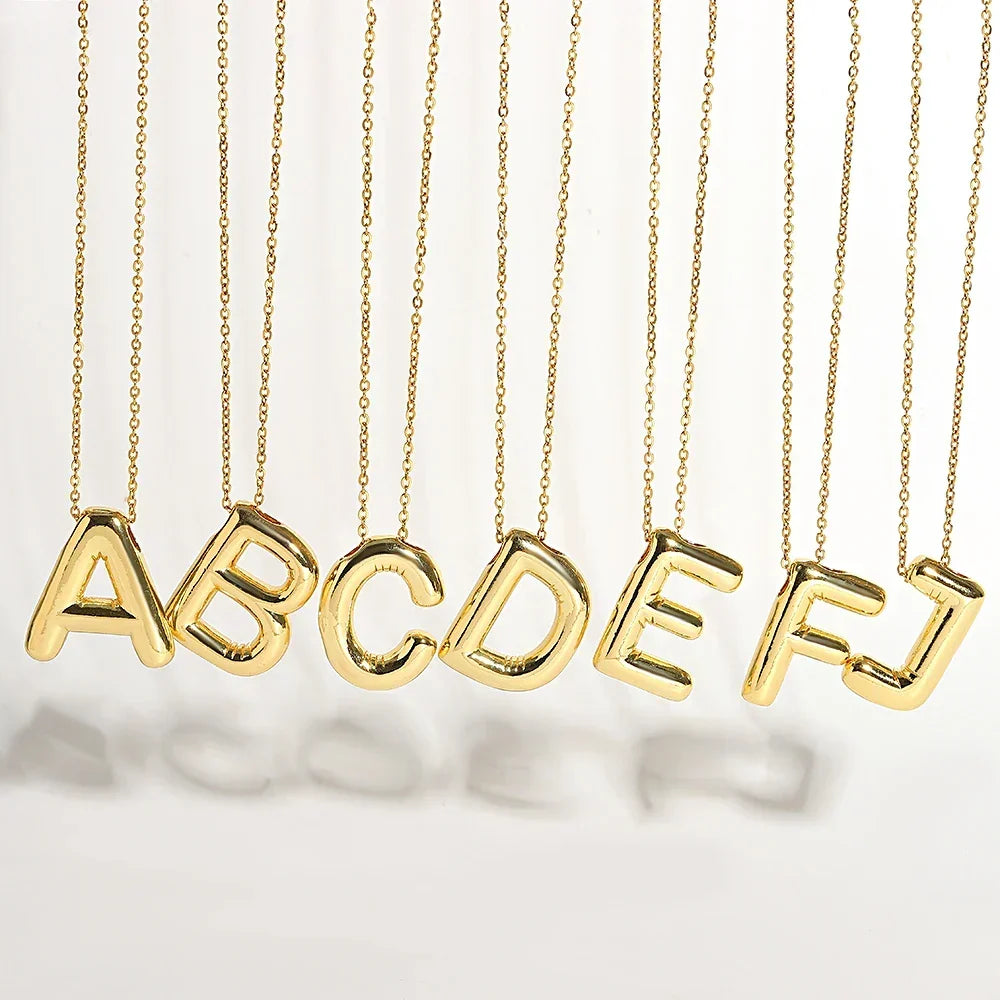 Bubble Letter Initial Necklace (Bundle)