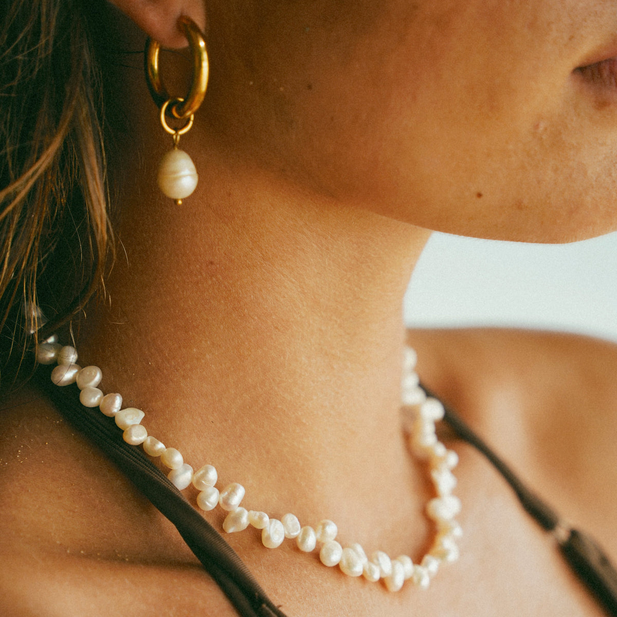 Bethany Pearl Drop Hoop