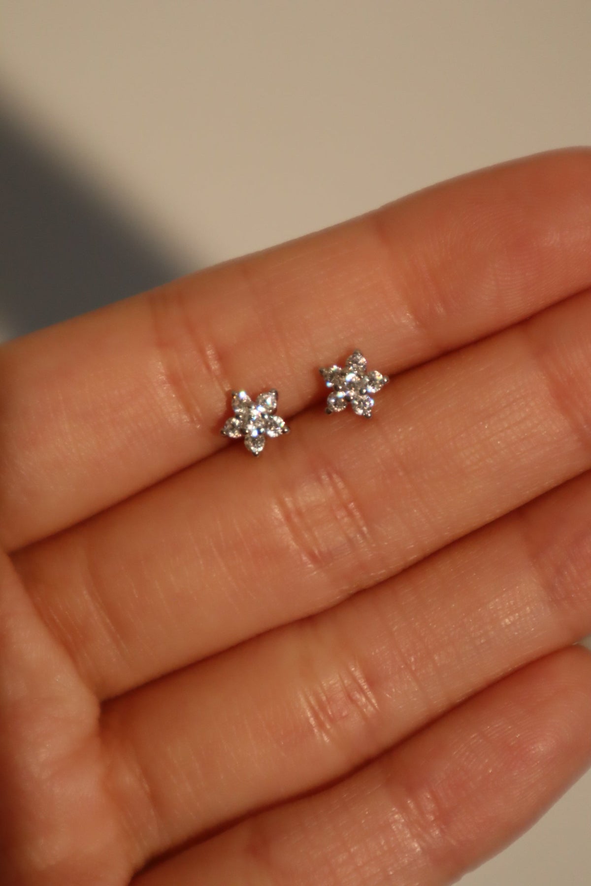 925 Sterling Silver Diamond Flake Stud Earrings