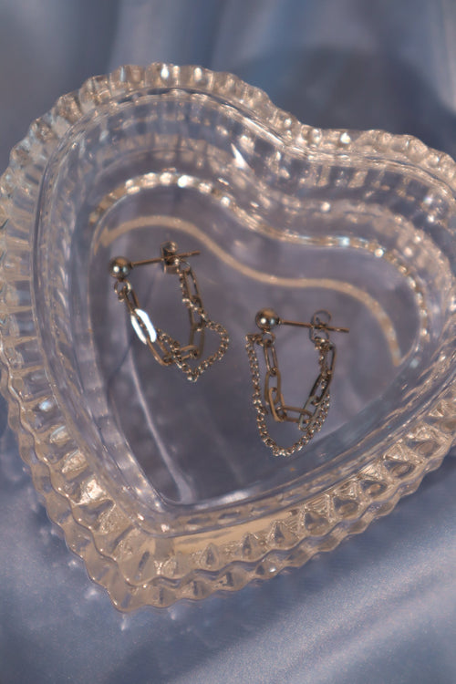 Stainless Steel Chain Hoop Earrings