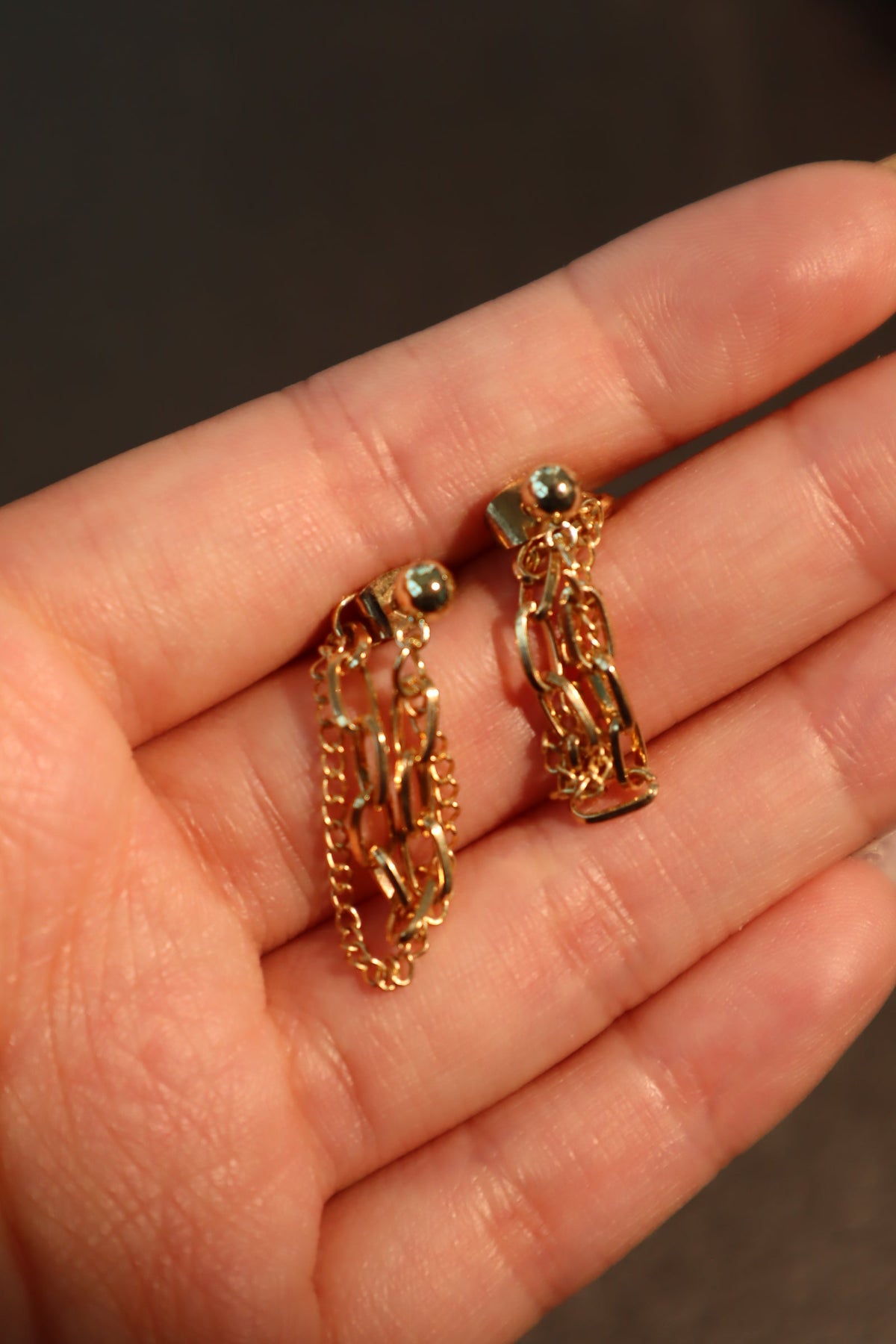 18K Gold Stainless Steel Chain Hoop Earrings